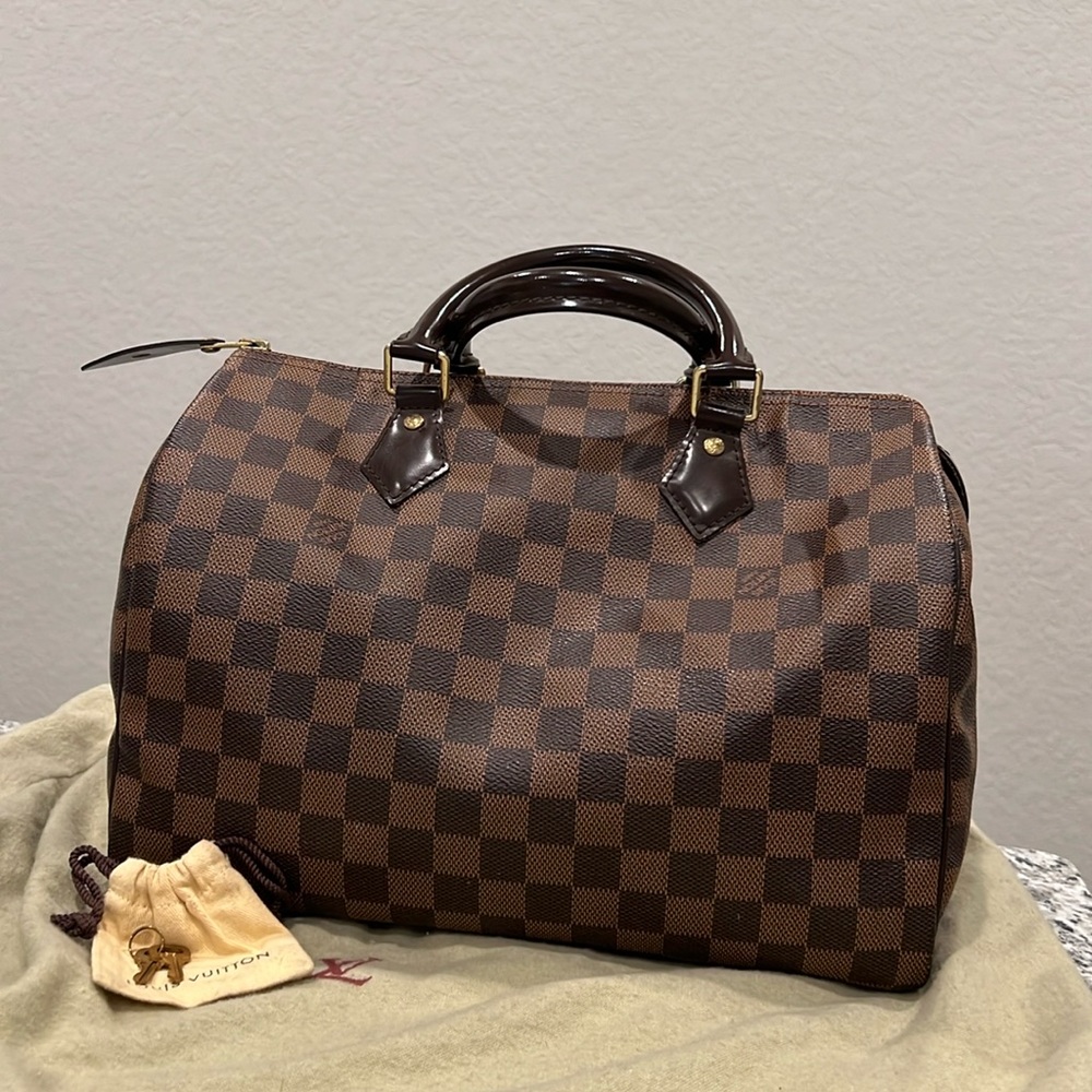 Louis Vuitton Speedy 30 Damier Ebene Satchel Bag Brown